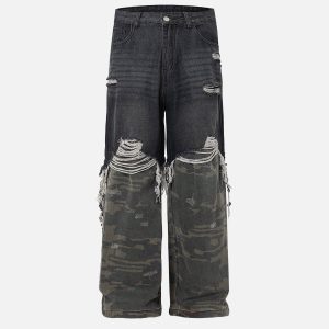 Concert Outfit Camouflage Distressed Jeans