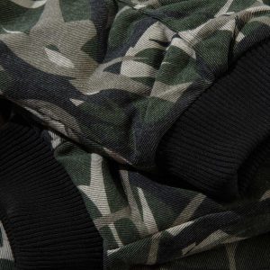 Concert Outfit Camouflage Faux Two-Piece Hooded Bomber Jacket