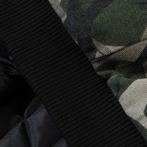 Concert Outfit Camouflage Faux Two-Piece Hooded Bomber Jacket