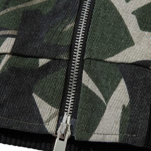 Concert Outfit Camouflage Faux Two-Piece Hooded Bomber Jacket