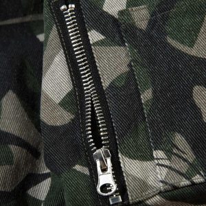 Concert Outfit Camouflage Faux Two-Piece Hooded Bomber Jacket