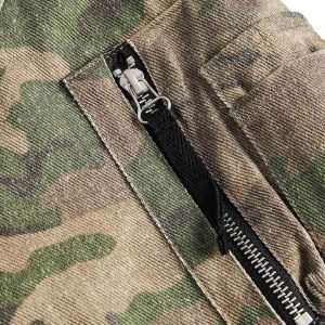 Concert Outfit Camouflage Faux Two-Piece Hooded Jacket