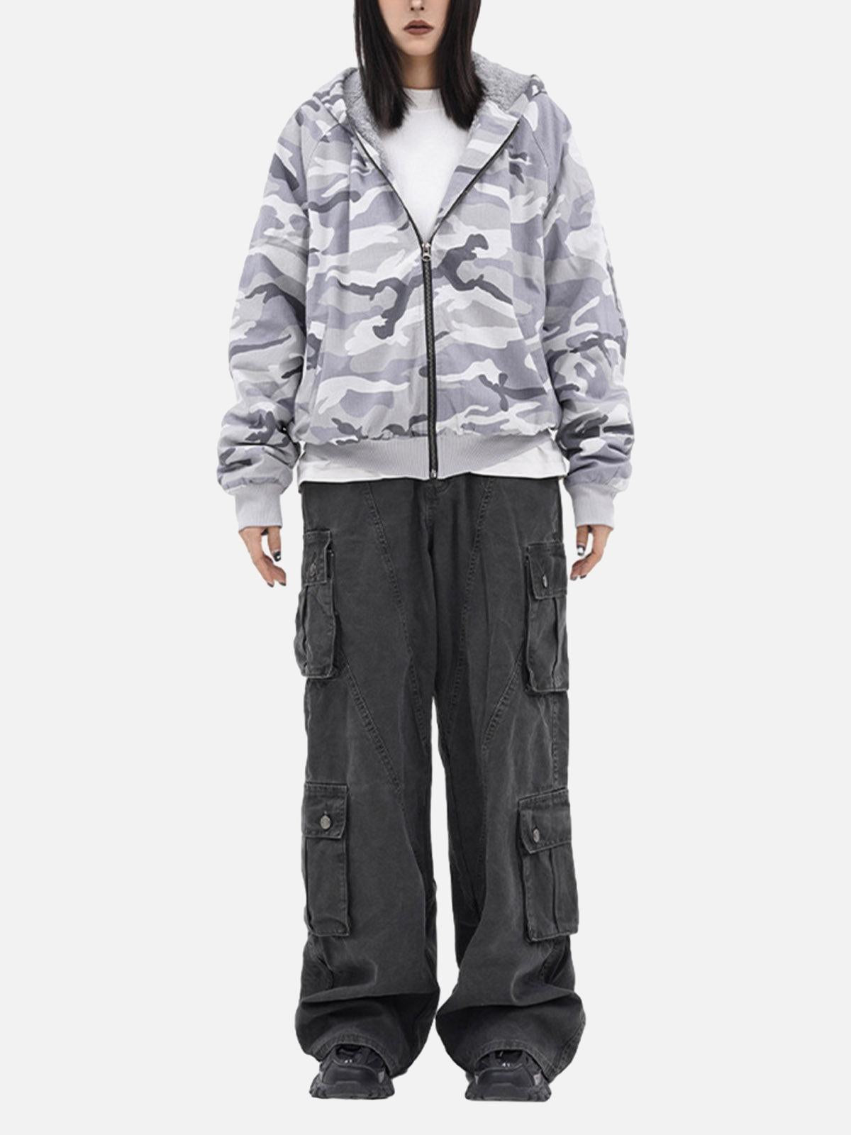 Concert Outfit Camouflage Fleece Hooded Jacket Concert Outfit Camouflage Fleece Hooded Jacket