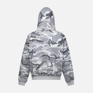 Concert Outfit Camouflage Fleece Hooded Jacket