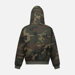 Concert Outfit Camouflage Fleece Hooded Jacket