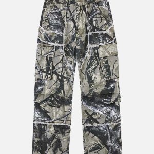 Concert Outfit Camouflage Leaf Straight Leg Pants