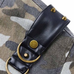 Concert Outfit Camouflage Leather Shoulder Pad Denim Bomber Jacket