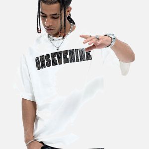 Concert Outfit Camouflage Letter Short Sleeve T-Shirt