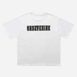 Concert Outfit Camouflage Letter Short Sleeve T-Shirt