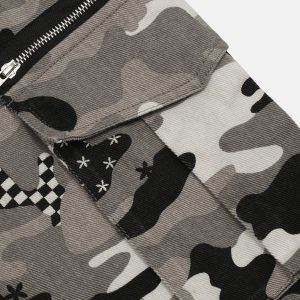 Concert Outfit Camouflage Multi Pocket Jeans