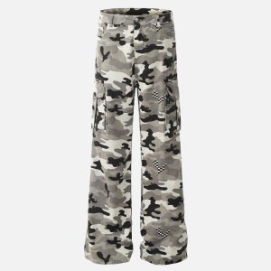 Concert Outfit Camouflage Multi Pocket Jeans