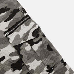 Concert Outfit Camouflage Multi Pocket Jeans