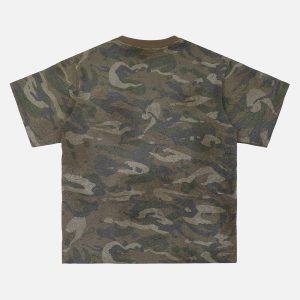 Concert Outfit Camouflage Patchwork Graphic T-Shirt