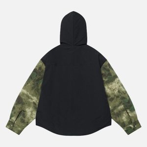 Concert Outfit Camouflage Patchwork Hooded Jacket