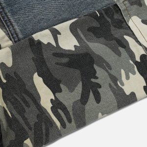 Concert Outfit Camouflage Patchwork Jeans