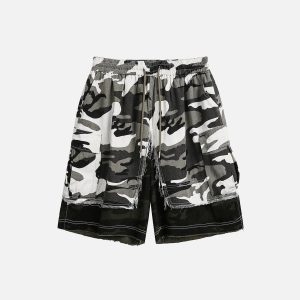 Concert Outfit Camouflage Patchwork Shorts