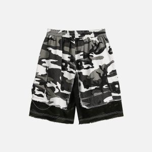 Concert Outfit Camouflage Patchwork Shorts