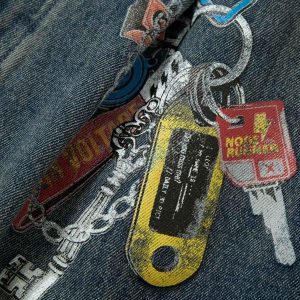 Concert Outfit Camouflage Patchwork Workwear Straight Jeans