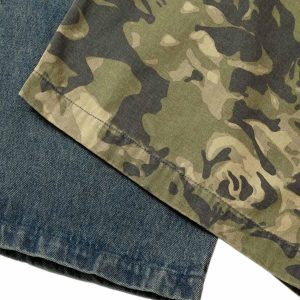 Concert Outfit Camouflage Patchwork Workwear Straight Jeans
