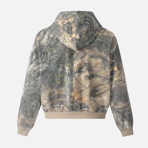 Concert Outfit Camouflage Print Zip-Up Hoodie