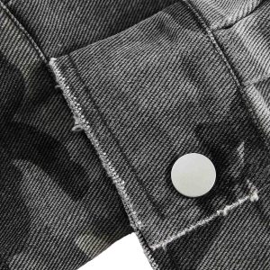 Concert Outfit Camouflage Ripped Lace Denim Shirt