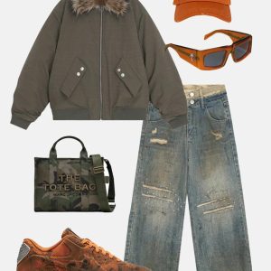 Concert Outfit Camouflage Sagging Jeans