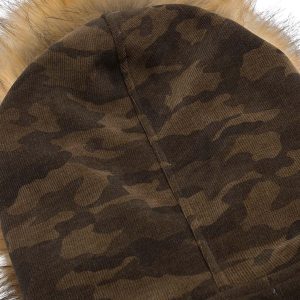 Concert Outfit Camouflage Spliced Fur Hooded Fleece Jacket