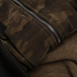 Concert Outfit Camouflage Spliced Fur Hooded Fleece Jacket