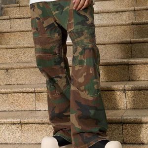 Concert Outfit Camouflage Structured Pleated Pants