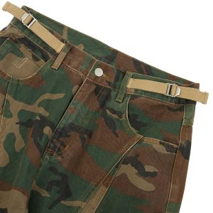Concert Outfit Camouflage Structured Pleated Pants