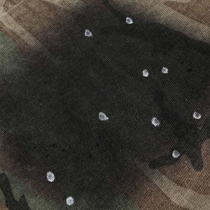 Concert Outfit Camouflage Washed Distressed Denim Shirt