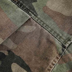 Concert Outfit Camouflage Washed Distressed Denim Shirt