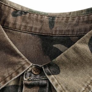 Concert Outfit Camouflage Washed Distressed Denim Shirt