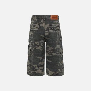 Concert Outfit Camouflage Wrinkle Longline Jorts