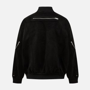 Concert Outfit Cargo Camouflage Multi Zipper Bomber Jacket