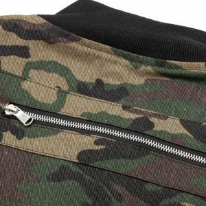 Concert Outfit Cargo Camouflage Multi Zipper Bomber Jacket