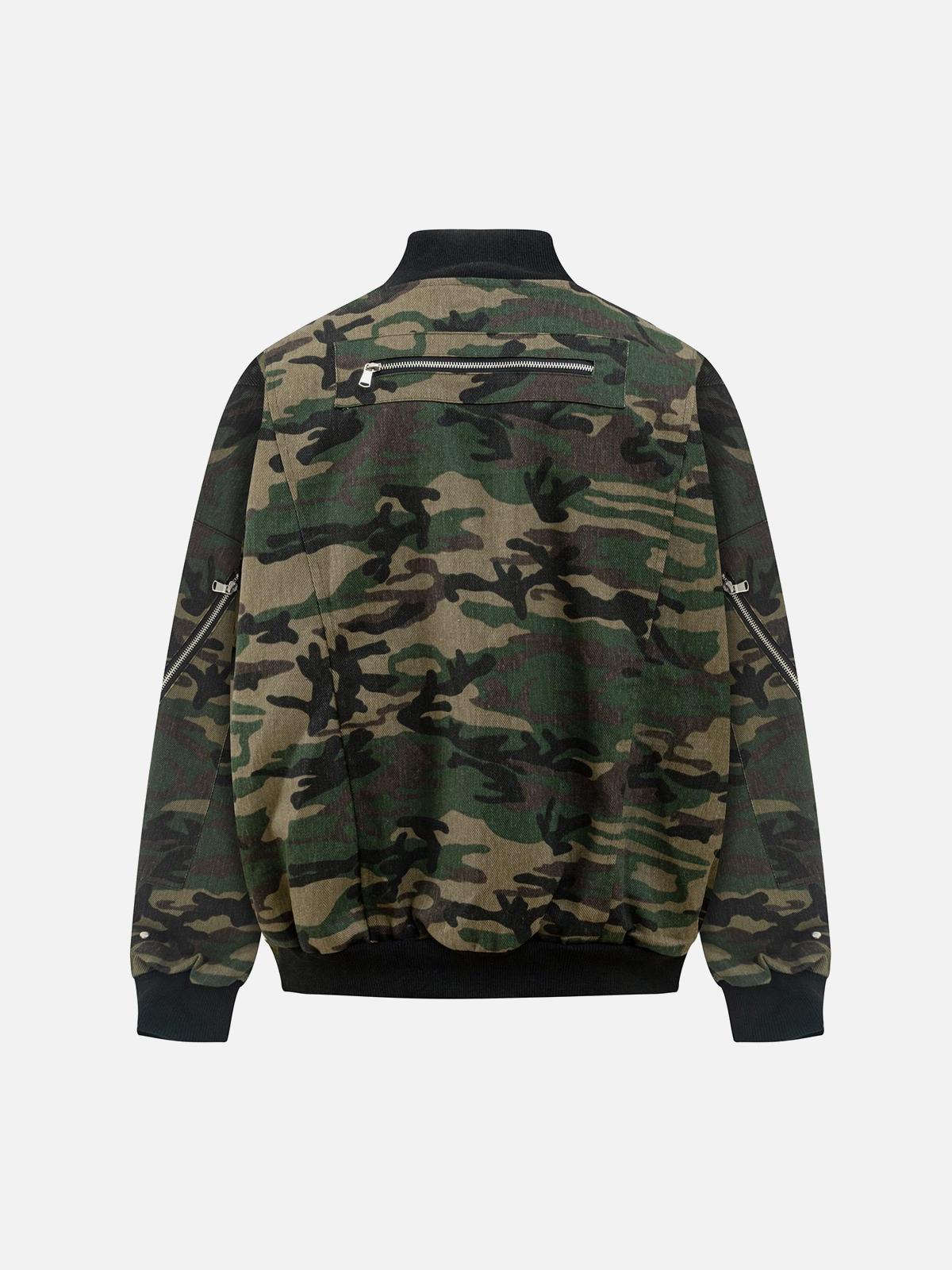 Concert Outfit Cargo Camouflage Multi Zipper Bomber Jacket Concert Outfit Cargo Camouflage Multi Zipper Bomber Jacket