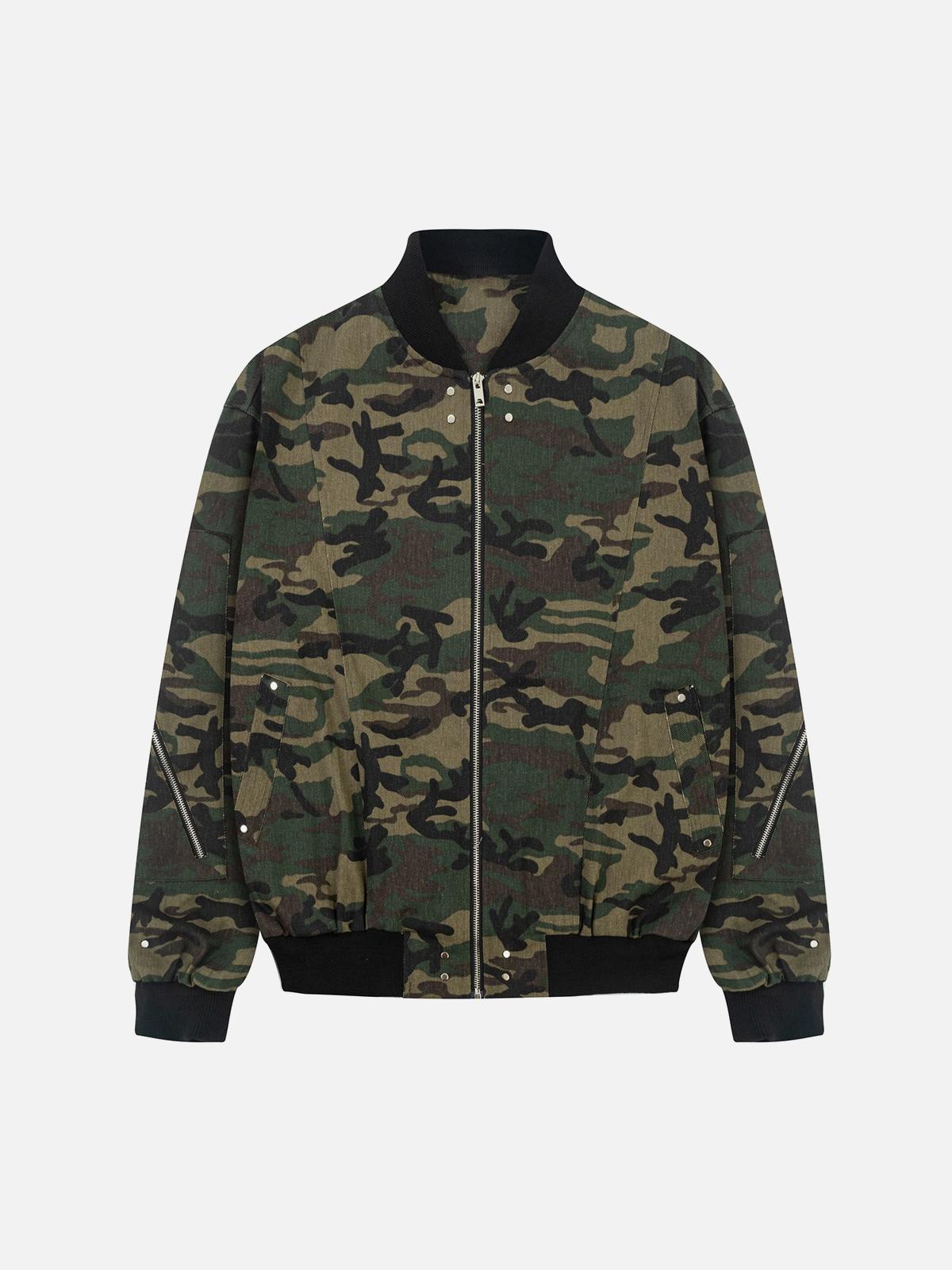 Concert Outfit Cargo Camouflage Multi Zipper Bomber Jacket Concert Outfit Cargo Camouflage Multi Zipper Bomber Jacket