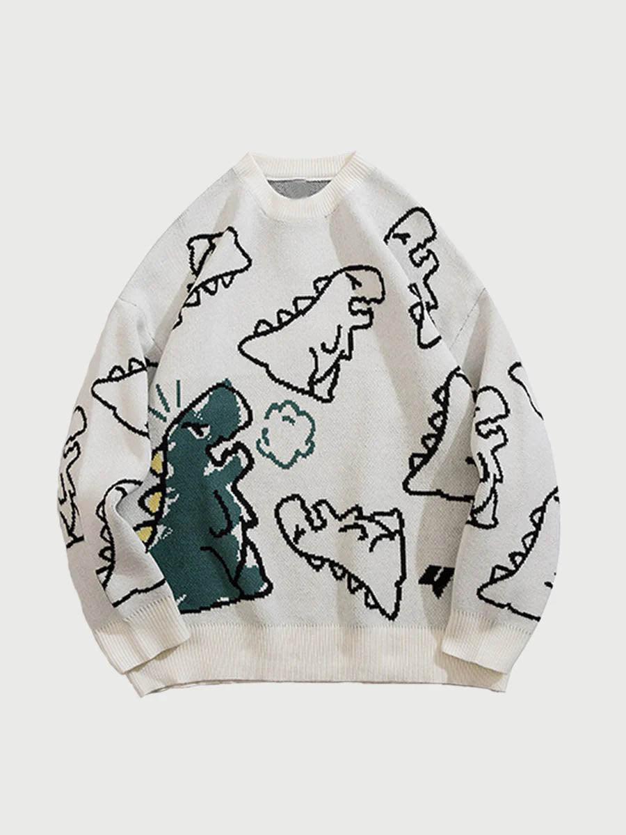 Concert Outfit Cartoon Dinosaur Printed Sweater Concert Outfit Cartoon Dinosaur Printed Sweater