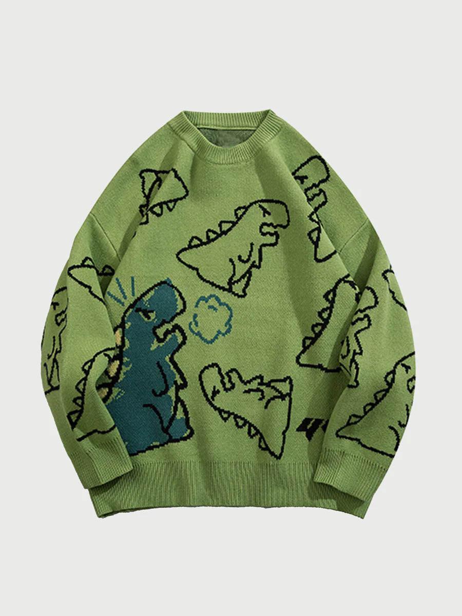 Concert Outfit Cartoon Dinosaur Printed Sweater Concert Outfit Cartoon Dinosaur Printed Sweater
