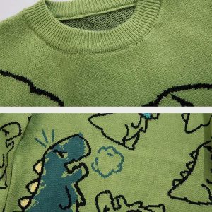 Concert Outfit Cartoon Dinosaur Printed Sweater