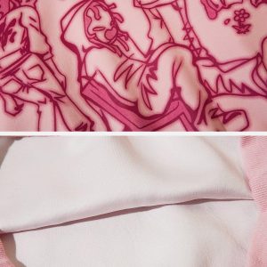 Concert Outfit Cartoon Line Character Print Hoodie