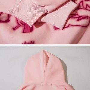 Concert Outfit Cartoon Line Character Print Hoodie