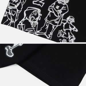 Concert Outfit Cartoon Line Character Print Tee
