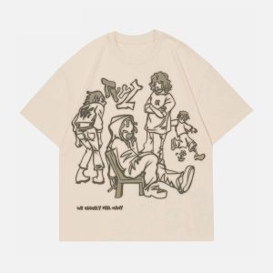 Concert Outfit Cartoon Line Character Print Tee