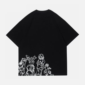 Concert Outfit Cartoon Line Character Print Tee