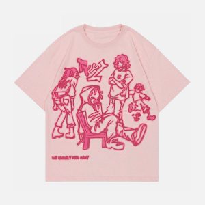 Concert Outfit Cartoon Line Character Print Tee