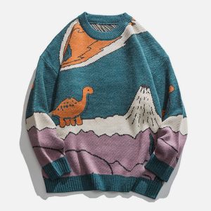 Concert Outfit Cartoon Little Dinosaur Knit Sweater