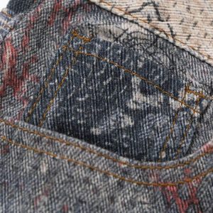 Concert Outfit Cashew Flower Digital Printed Imitation Jeans