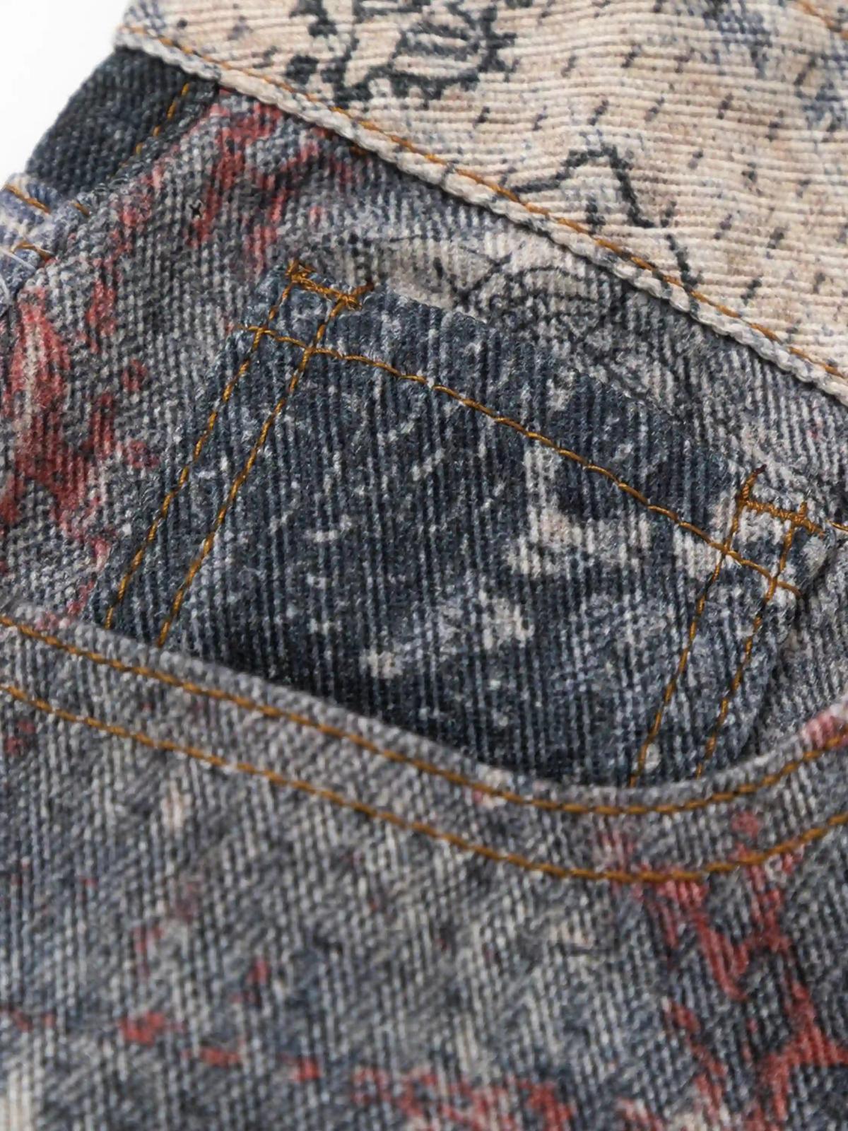 Concert Outfit Cashew Flower Digital Printed Imitation Jeans Concert Outfit Cashew Flower Digital Printed Imitation Jeans